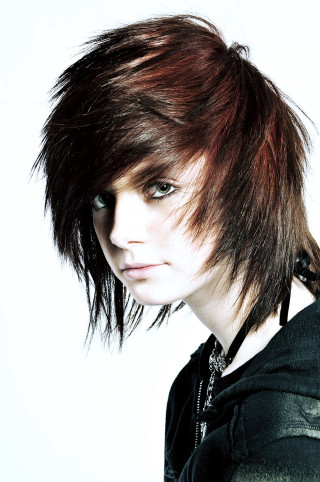 Woman short haircut necklace black - red hair free wallpaper