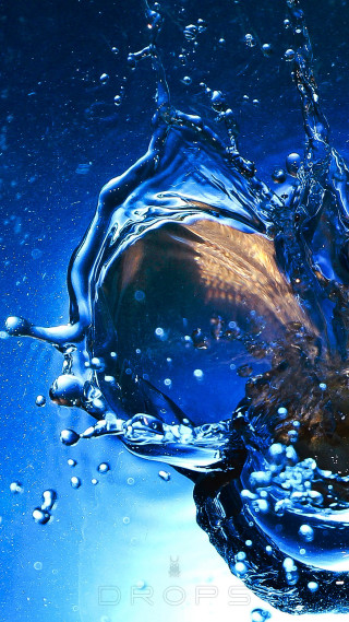Blue liquid brown object water - a photorealistic painting free wallpaper