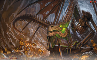Dinosaur skeleton cave dinosaurs man - donato giancola free wallpaper