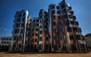 City square building windows sky - a surrealist sculpture free wallpaper