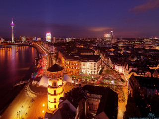City night clock tower river 2 - florence engelbach free wallpaper