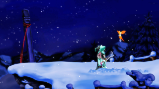Cartoon person snow fox snowman - beautiful scene free wallpaper