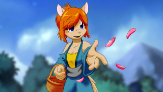 Cartoon cat ears blue dress - a cat ear free wallpaper