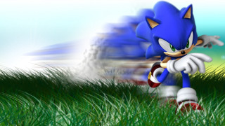 Sonic the hedgehog running grassy - a sonic free wallpaper