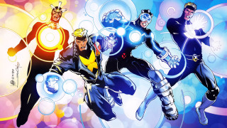 Superheros flying glowing faces marvel - their face free wallpaper