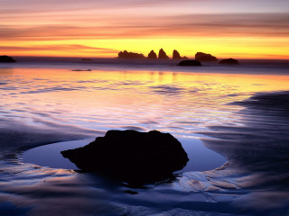 Rock water sunset sky reflection - a few rock free wallpaper for desktop