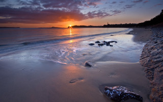 Beach sunset rock formation sand 2 - the sand free wallpaper