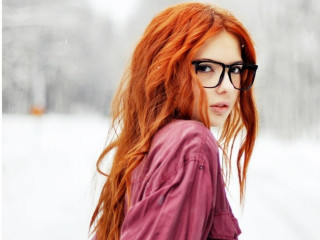 Woman red hair glasses snow - red hair and glasses free wallpaper
