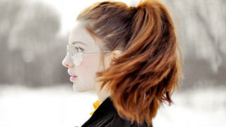 Woman glasses black jacket snow 2 - glass free wallpaper