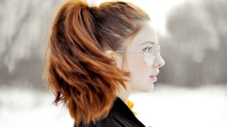 Woman glasses black jacket snow - glass free wallpaper