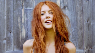 Woman red hair wooden fence - a wooden fence free wallpaper