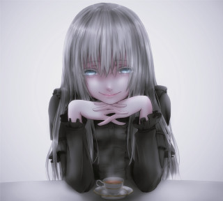 Girl long hair sitting floor - free 3d render wallpaper