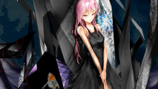 Pink haired woman black dress 2 - background free wallpaper for desktop