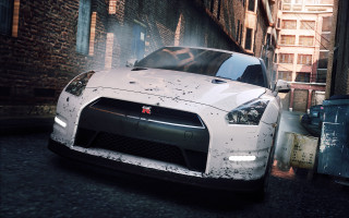 White car driving street tall 2 - end free wallpaper
