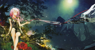 Girl black dress woods red - free airplane wallpaper