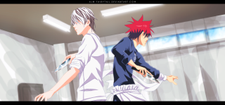 Anime characters room window knife - a window behind them free wallpaper
