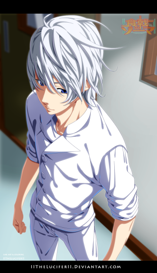 Man white hair white shirt 2 - half body free wallpaper