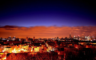 City skyline night red sky - ashcan school free wallpaper