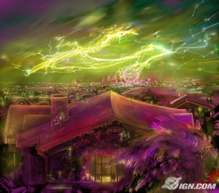 Building lights sky trees painting - league of legends concept art free wallpaper