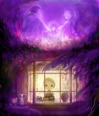 Window boy looking ghost painting - outside free wallpaper