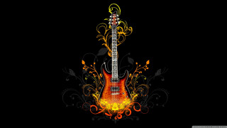 Flame guitar floral postgrunge funk - floral free wallpaper