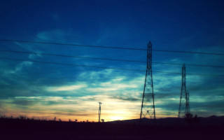 Sunset power lines telephone poles 2 - elbridge ayer burbank free wallpaper