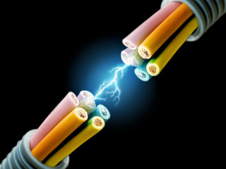 Cable lightning bolt closeup wires - the middle of it free wallpaper