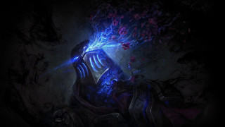 Glowing armor sword fire tree - a painting of a person holding free wallpaper