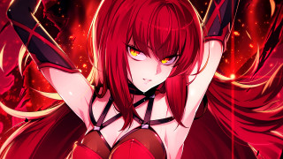 Woman red hair black outfit 2 - sots art free wallpaper
