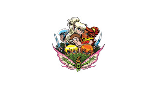 Cartoon people flower dragon back - a cartoon of a bunch free wallpaper