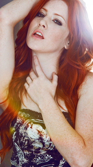 Woman red hair posing hands 2 - red hair free wallpaper