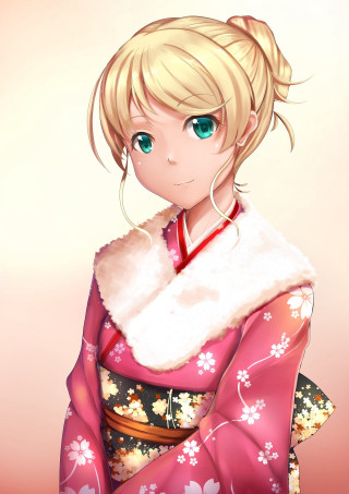 Woman pink kimono white earring - computer art free wallpaper