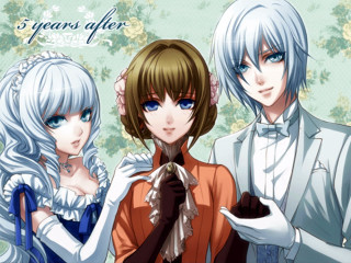 Three white haired people blue - white hair free wallpaper