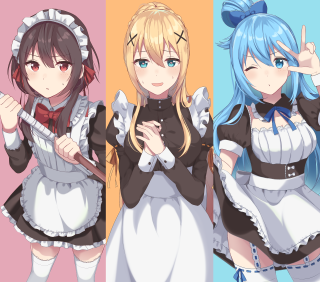 Anime girls blue hair white 2 - a detailed painting free wallpaper