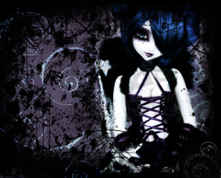 Blue haired gothic woman anime - blue hair free wallpaper