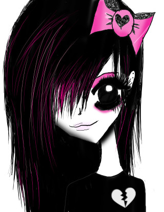 Pink hair gothic anime girl - a pink bow free wallpaper