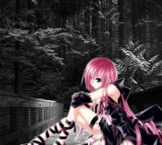 Pink hair gothic bridge city - her leg free wallpaper