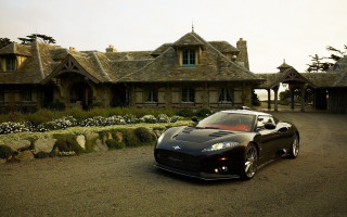 Black sports car house stone - luxury free wallpaper