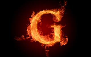 Fire letter g black background - letterism free wallpaper