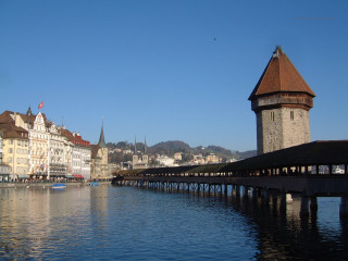 Bridge water buildings clock tower - building free wallpaper