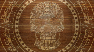 Wooden skull geometric psychedelic symmetrical - symmetrical eye free wallpaper