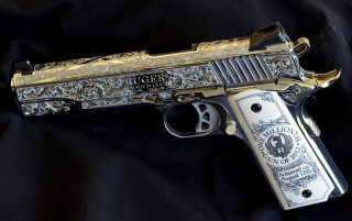 Gold silver gun cloisonnism jigsaw - silver free wallpaper