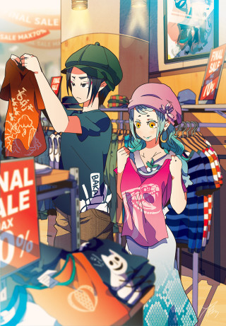 Couple people store table bag - a bag free wallpaper