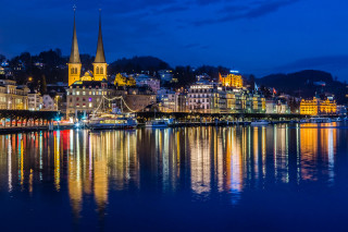 City church steeple river night - heidelberg school free wallpaper