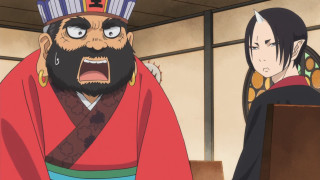 Red oni kimono horns historical - a woodcut free wallpaper