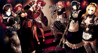 Anime girls red lights room - a group of anime girls free wallpaper