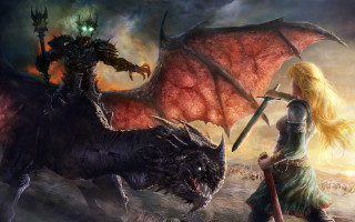 Woman dragon field sword grass - anato finnstark free wallpaper