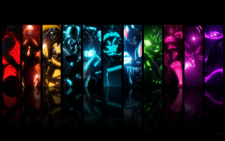 Colored lights dark room black - a sery of images free wallpaper