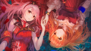 Woman pinkhair reddress demon redhair - official free wallpaper for desktop