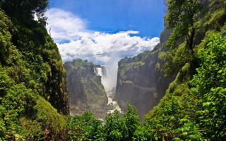Waterfall distant view blue sky 4 - a distance free wallpaper